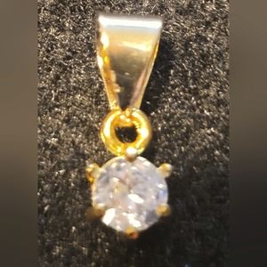 Stainless steel solitaire Regular cubic zirconia stone pendant.